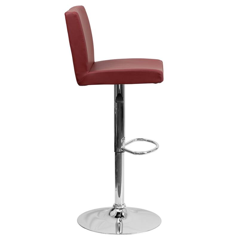 Contemporary Vinyl Adjustable Panel Back Chrome Barstool - 15.25"W x 18.5"D x 35.25" - 43.75"H