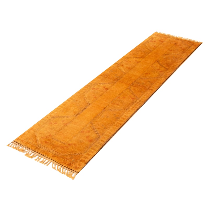 ECARPETGALLERY Hand-knotted Color Transition Gold Wool Rug - 2'5 x 9'7