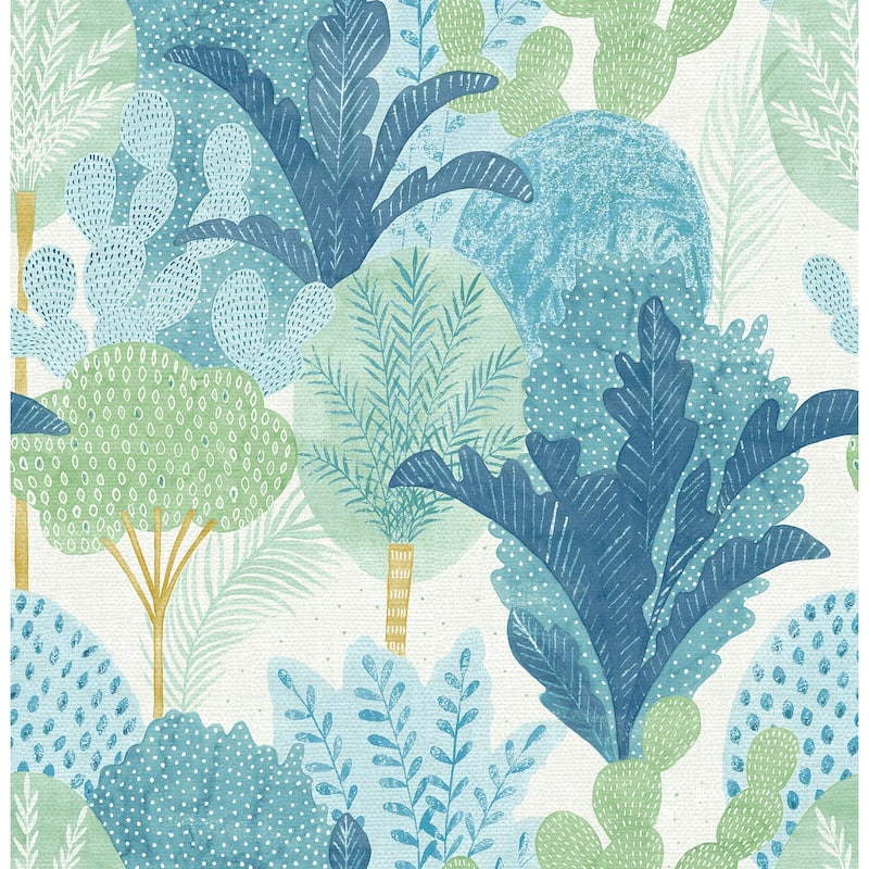 A-Street Prints Ari Teal Desert Oasis Wallpaper