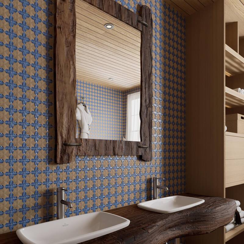 Merola Tile Tetuan Astre Terra Cobalt 12-1/8" x 21-7/8" Porcelain Wall Tile