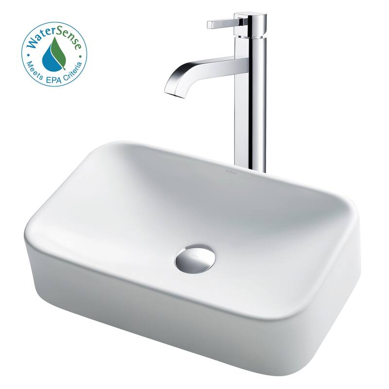 Kraus Bathroom Combo - 19-1/4" Ceramic Vessel Bathroom Sink With - Chrome