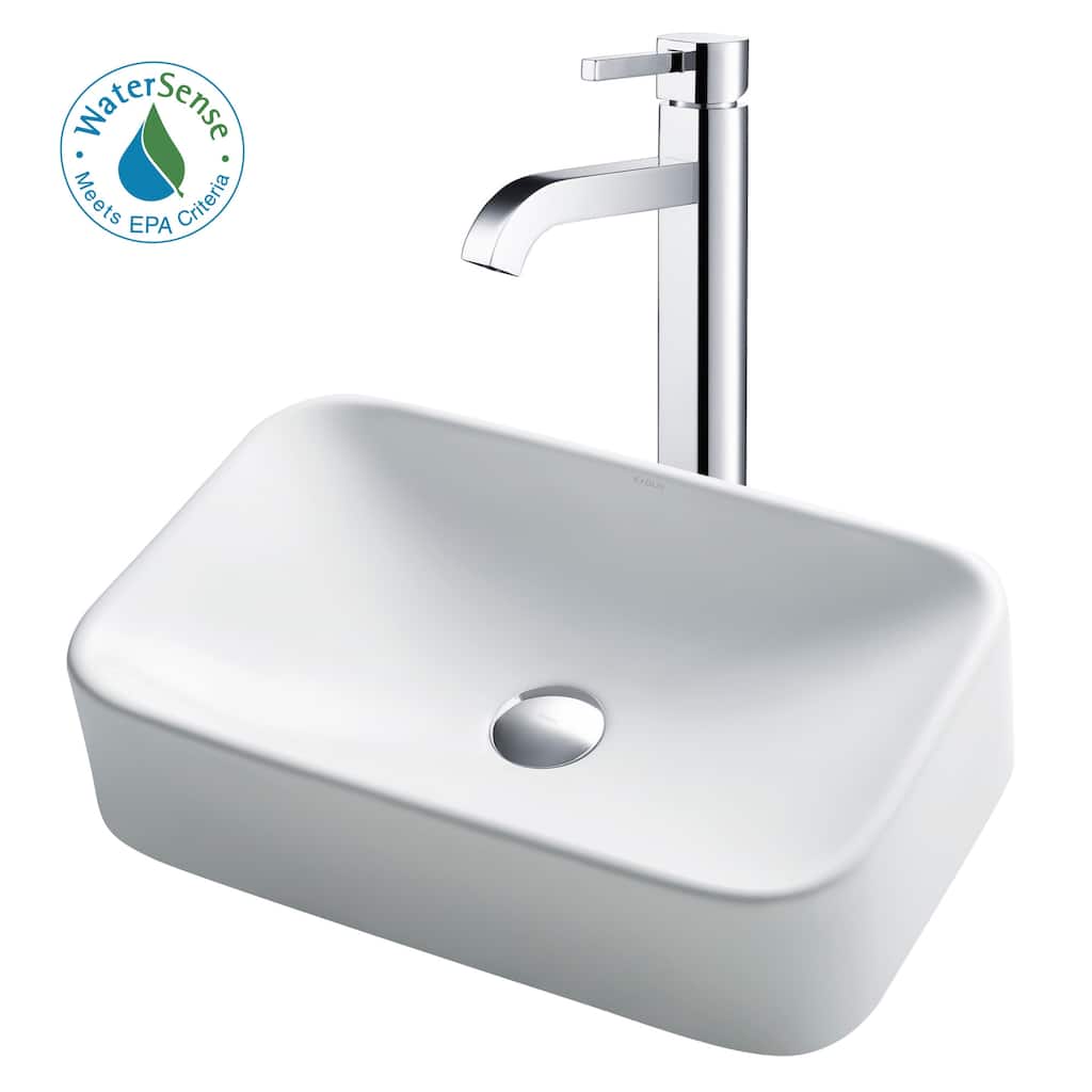 Kraus Bathroom Combo - 19-1/4" Ceramic Vessel Bathroom Sink With