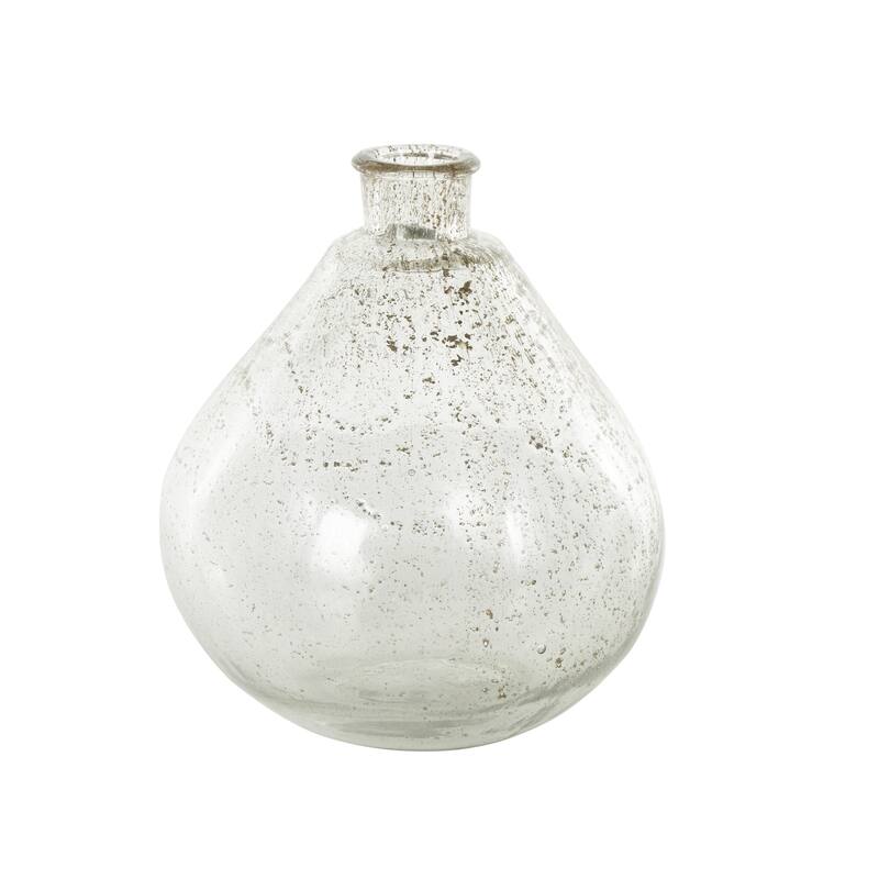 Glass Speckled Vase with Brown Accents - Clear - Roche River Decor