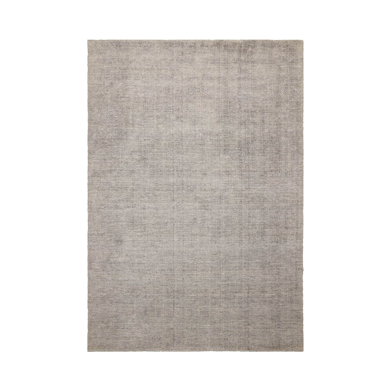 LoomBloom Taupe Modern Ribbed 100% Wool Oriental Area Rug - 5' 3'' x 7' 7''