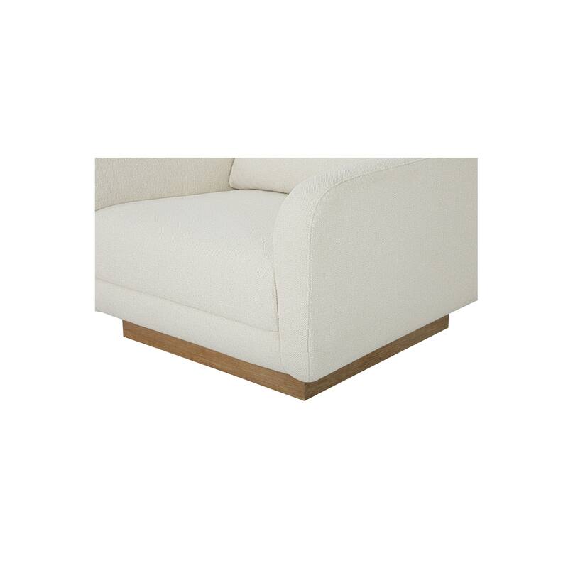 NADAAL STUDIOS Cassara Lounge Chair, Oversized Silhouette with Curved Corners and Wire-Brushed Wood Base, Cream