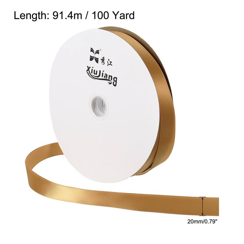 Satin Ribbon, Double Face Solid Crafts Roll for Party Home Decoration - Khaki