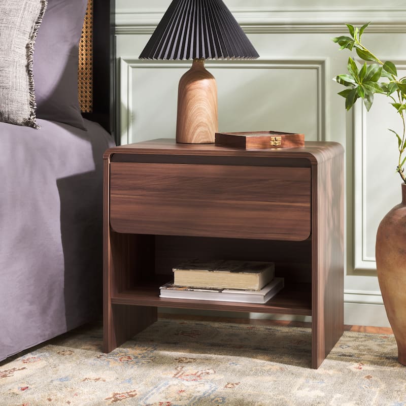 SAFAVIEH Arsenio 1-Drawer 1-Shelf Nightstand Table - Walnut