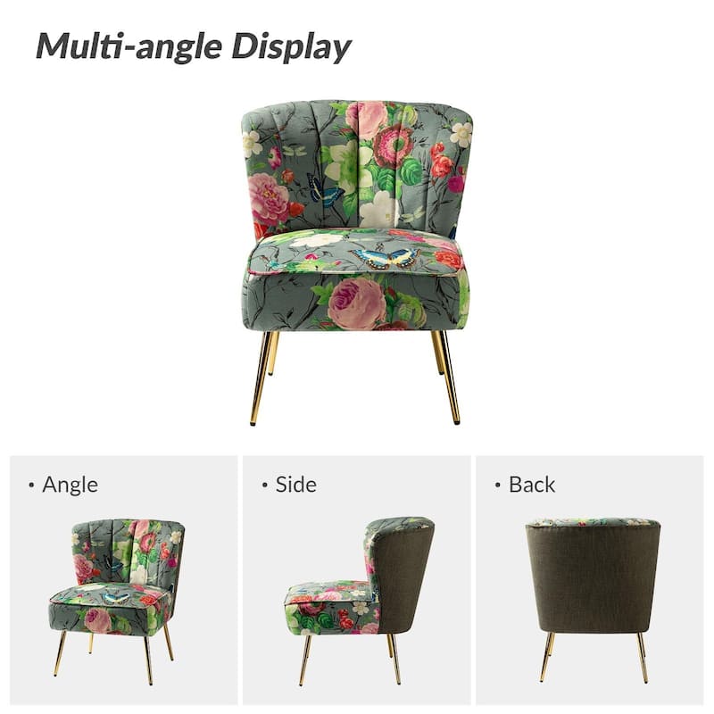 Almira Contemporary Upholstered Armless Side Chair with Tufted Back Set of 2 by HULALA HOME