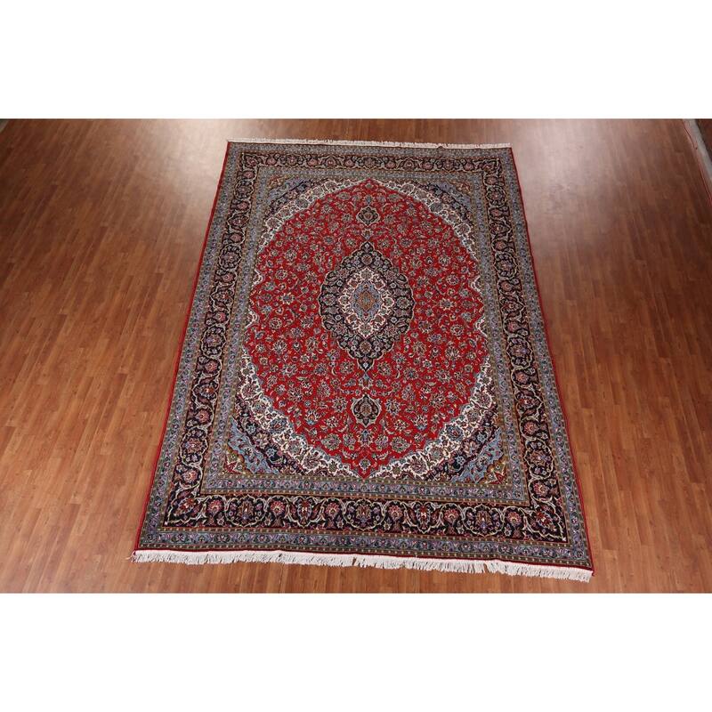 Floral Kashan Turkish Rug Oriental Machine-Made Carpet - 9'8" x 13'3"