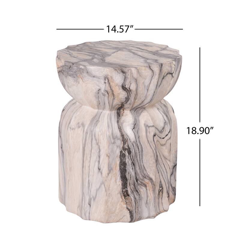 Christopher Knight Home - Modern Outdoor Lightweight Concrete Accent Side Table with Fluted Sculptural Hourglass Design