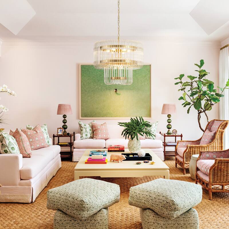 9-Light Modern Glam Drum Crystal Chandelier for Dining Room/Living Room 2-Tiered Round Chandelier Kitchen Island Pendant Light