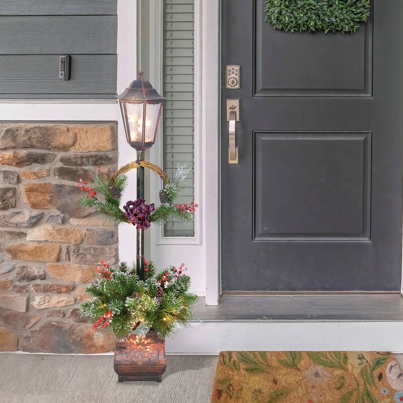 Puleo International 4 ft. Pre-Lit Artificial Lamp Post