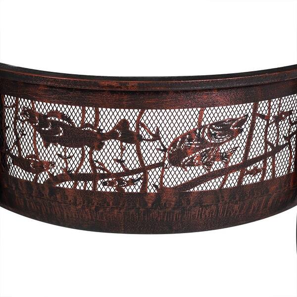 Shop Sunnydaze Northwoods Fishing Fire Pit With Spark Screen 30