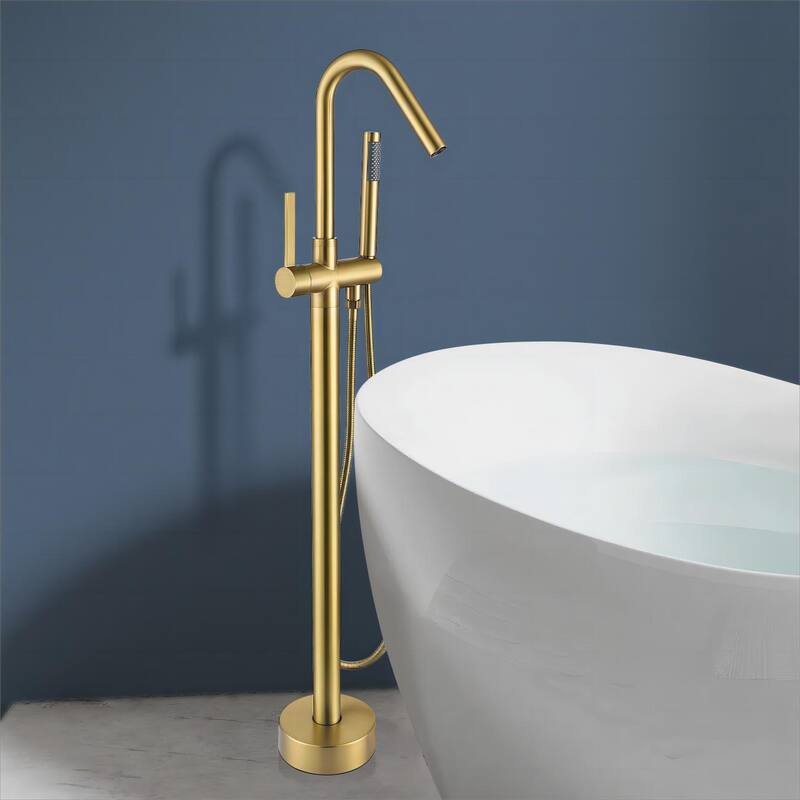 Topcraft Floor Mounted Bathtub Filler with Handheld Showerhead