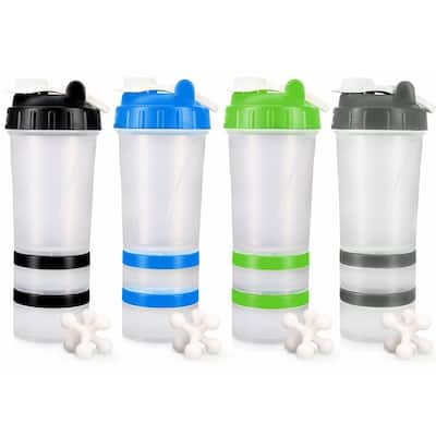 16oz Protein Shaker Bottle with Interlocking Storage