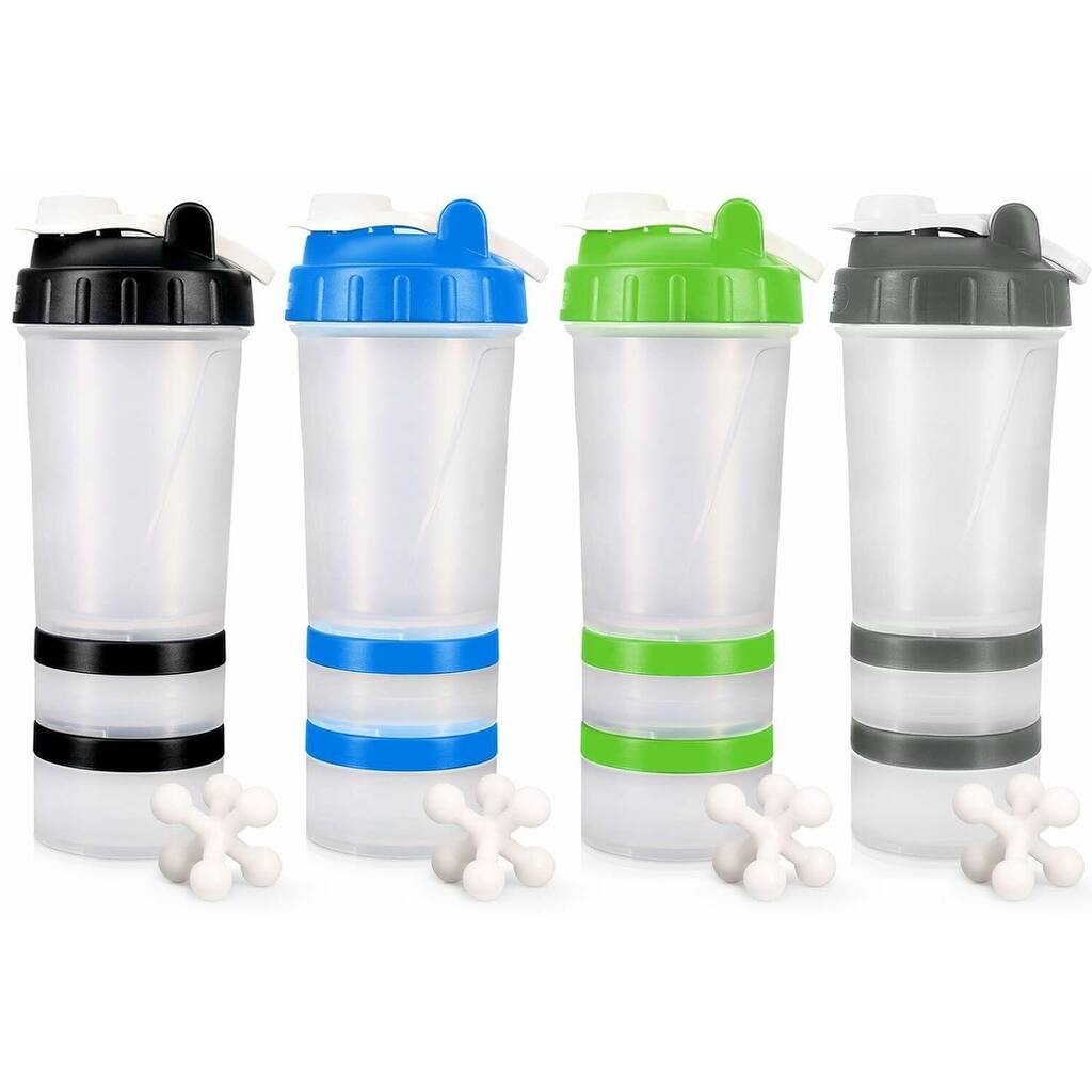 16oz Protein Shaker Bottle with Interlocking Storage