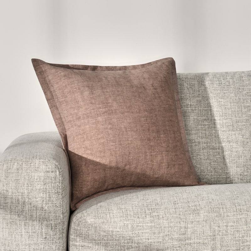 Amy Linen 22-inch Square Throw Pillow, by Kosas Home - Penny Brown
