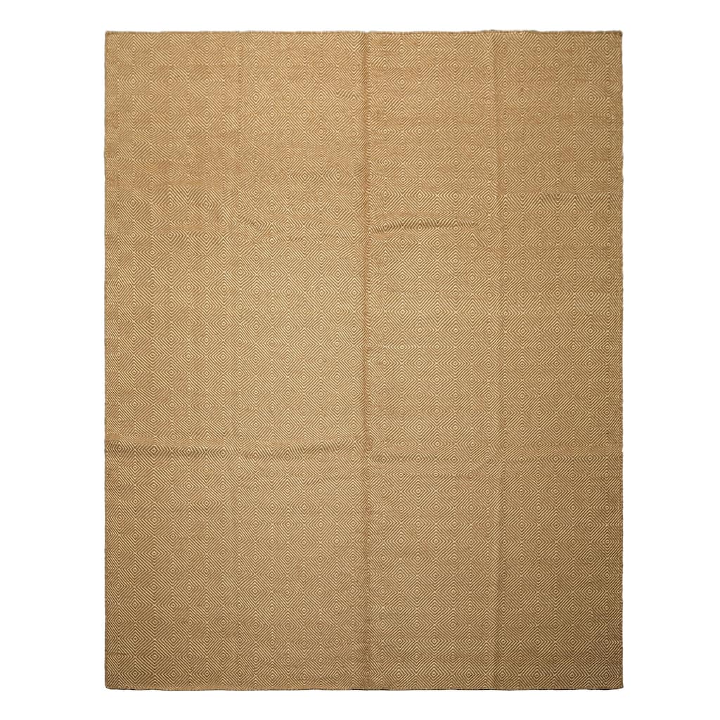 8x10 Hand Woven Wool Gold Kilim Modern & Contemporary Flatweave Rug - 8' x 10'