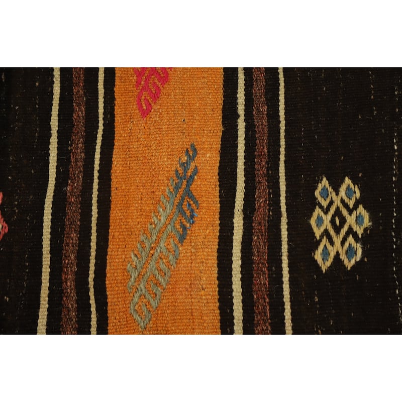 Hand Woven Oriental 100% Wool Carpet Southwestern Tribal Multi-Colored Kilim Runner Rug - 12' 5'' X 4' 3''