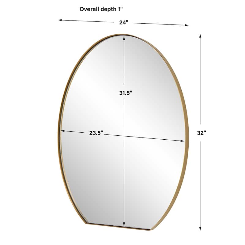 Oval Framed Wall Mirror - 32" - Brass Finish
