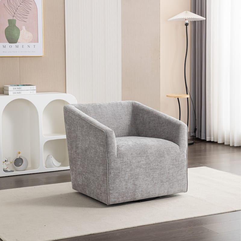 Roundhill Furniture Nice Modern Barrel Armchair, 360° Swivel