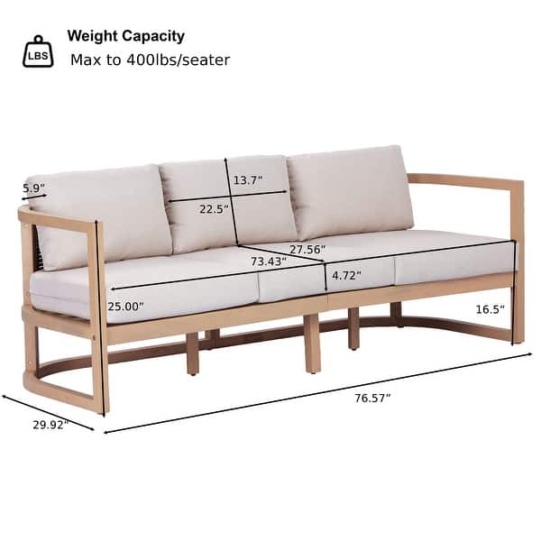 Christopher Knight Home - Mid-Century Acacia Wood Outdoor 3-Seater Patio Sofa with Woven Wicker Back & Water-Resistant Cushions
