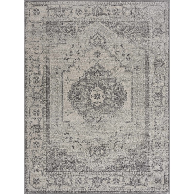 Hauteloom Tigris Modern Traditional Abstract Farmhouse Neutral Grey / Beige Area Rug