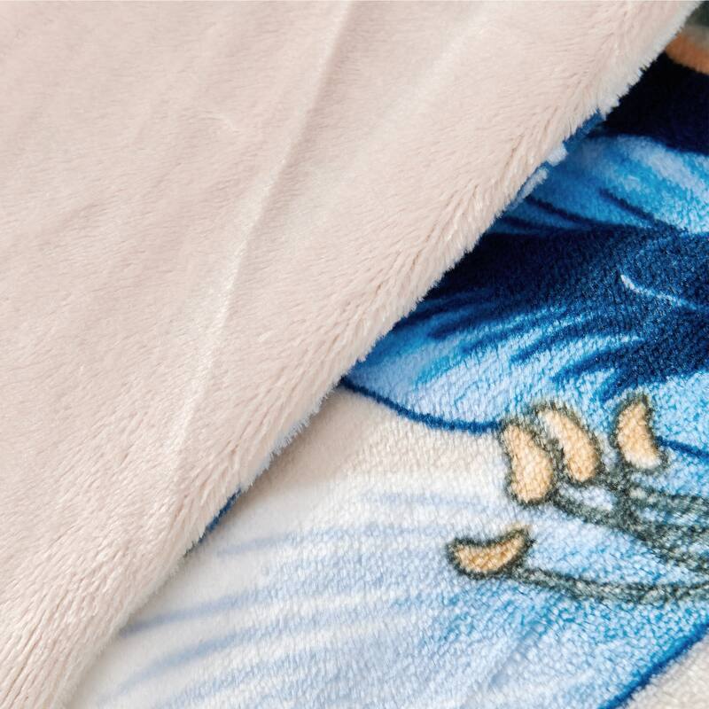 Printed Flannel Tropical Flower French / Puerto Rico Floral Throw