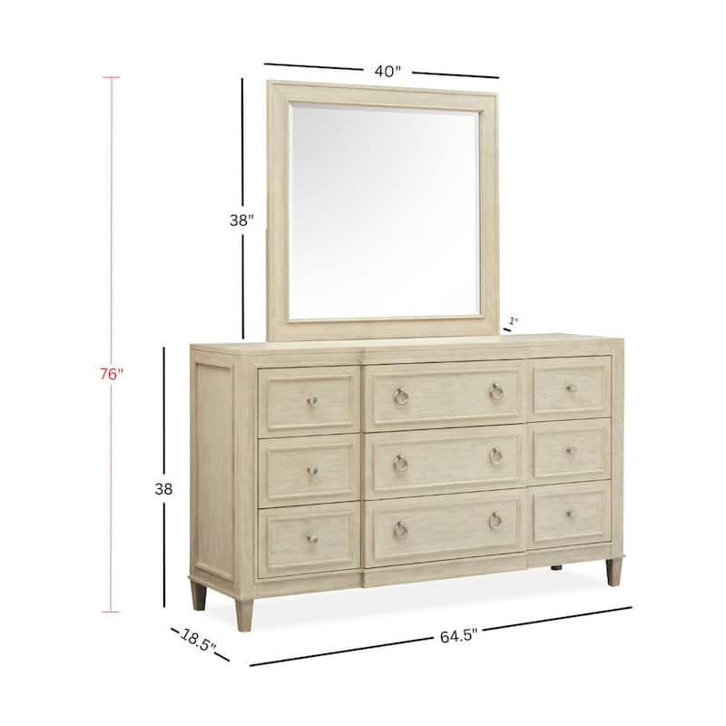 Magnussen Home Sheridan Limestone Drawer Dresser with Landscape Mirror