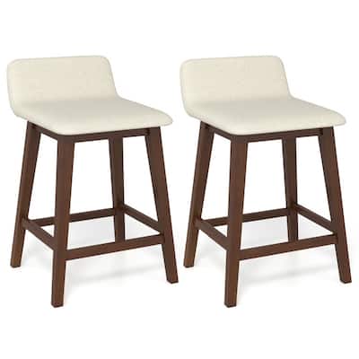 24'' Counter Height Bar Stools Faux Linen Upholstered Chairs with Low Back - 20" x 16.5" x 29" (L x W x H)