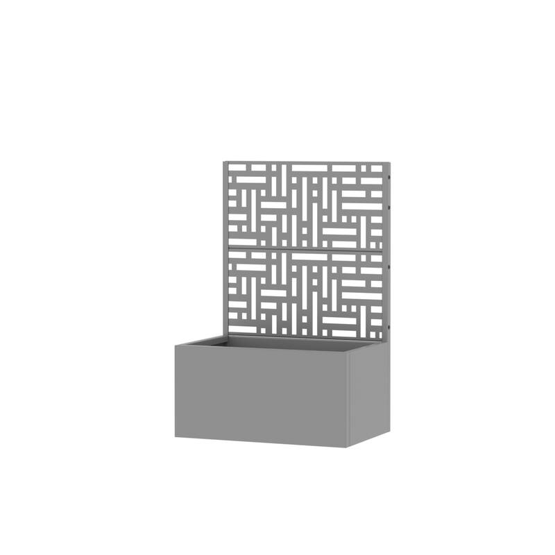 Galvanized Planter Box with Trellis & Privacy Screen - Grey - 47"x24"