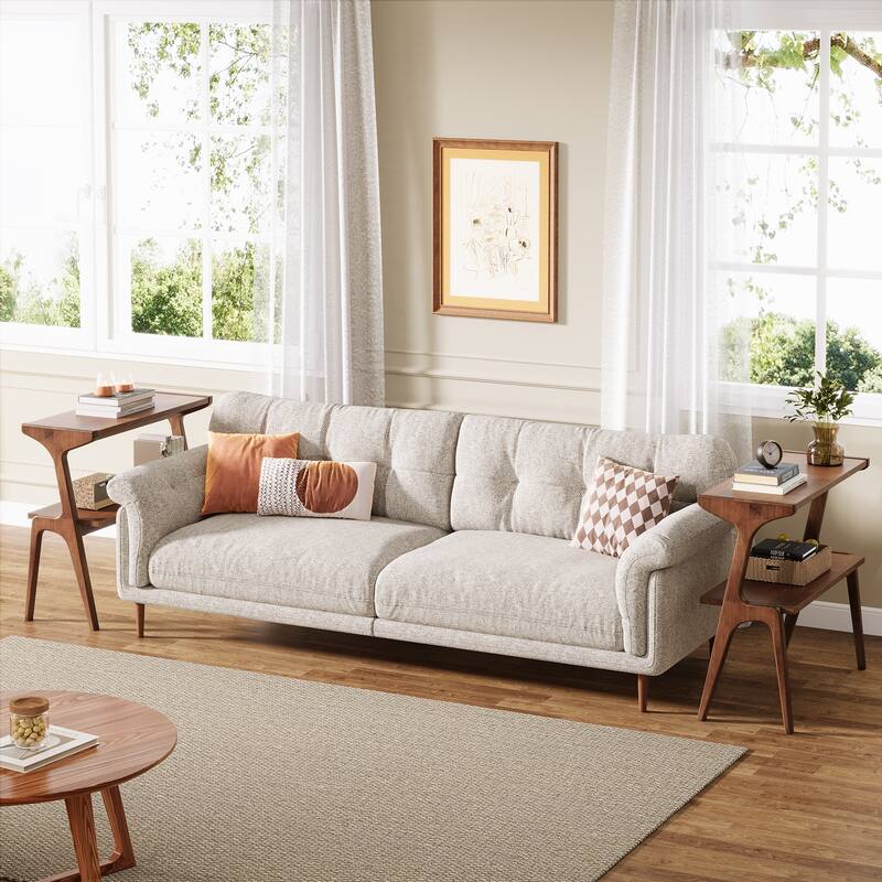 Modern SideTable with Storage Shelf, Sofa End Table with Solid Wood Legs, Bedside Table, Nightstand for Bedroom, Living Room