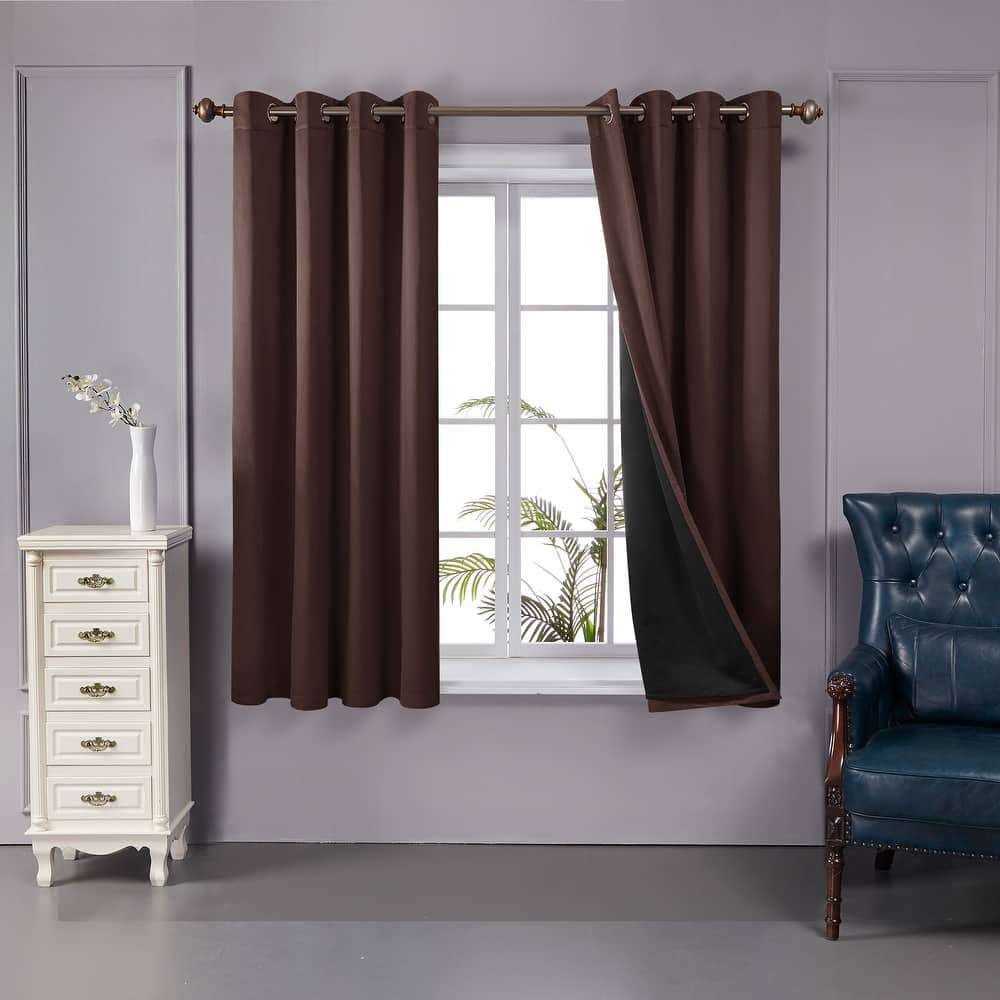 Deconovo 100 Percent Blackout Double Layers Lined Curtain (2 Panel)