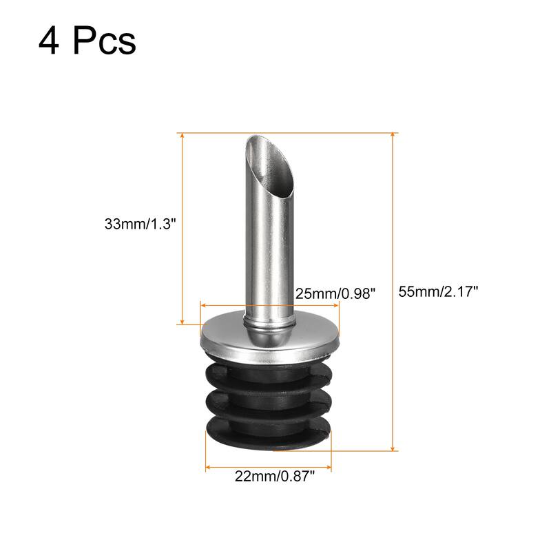 Stainless Steel Bottle Pourers, Olive Oil Spout - Black - 4Pcs