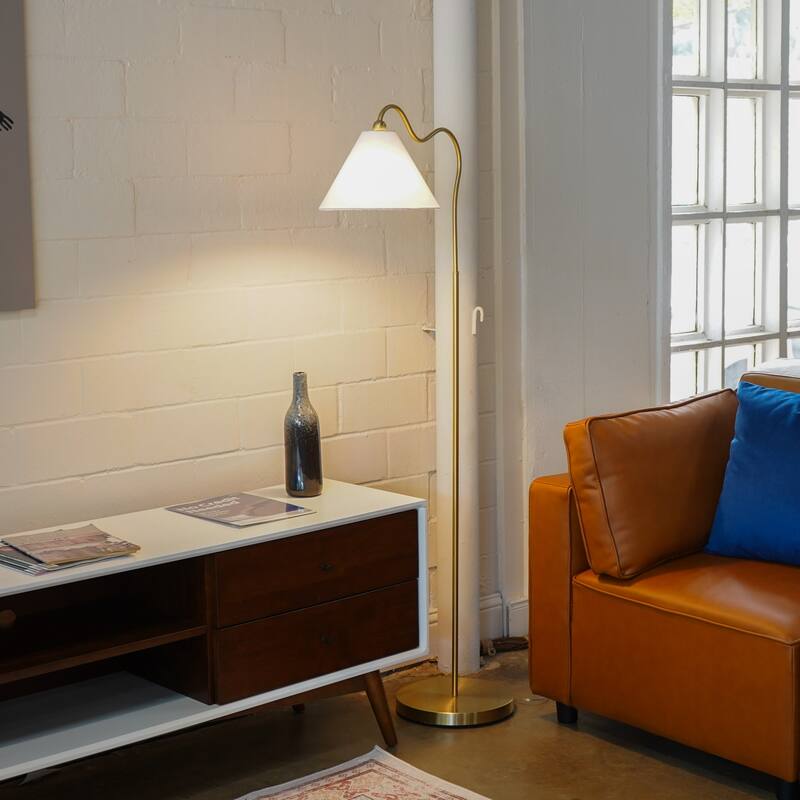 Majestic Glow Brass Floor Lamp - White