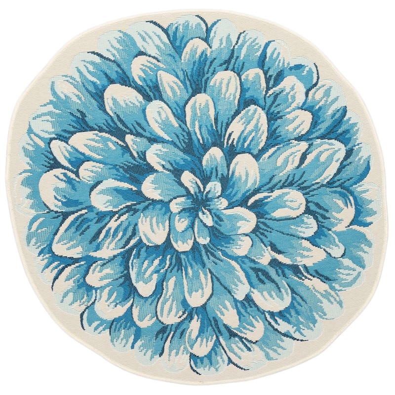 Liora Manne Esencia Mum Indoor/Outdoor Mat Blue 3'3"x3'3"