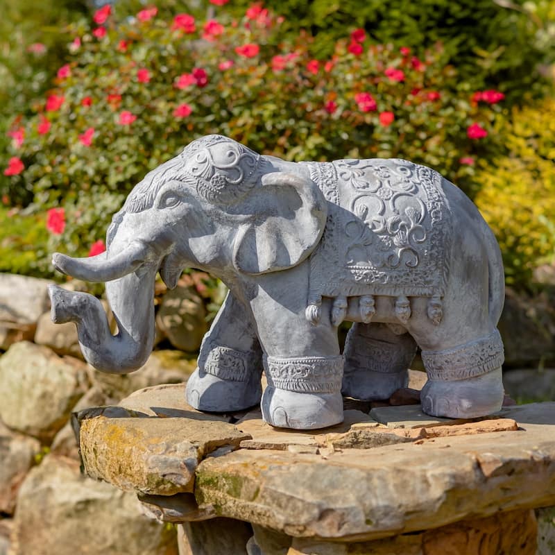 Boho Elephant Statue - 25.2"x10.6"x15.7"