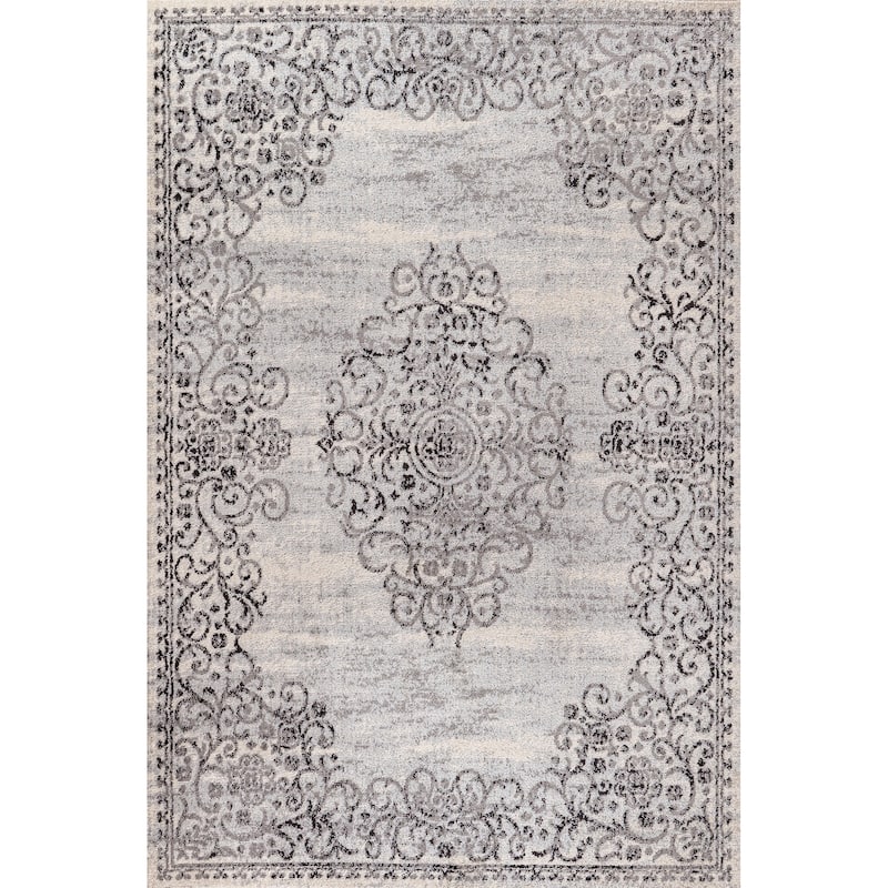 JONATHAN Y Brooklyn Filigree Medallion Area Rug - 3 X 5 - Dark Gray/Cream