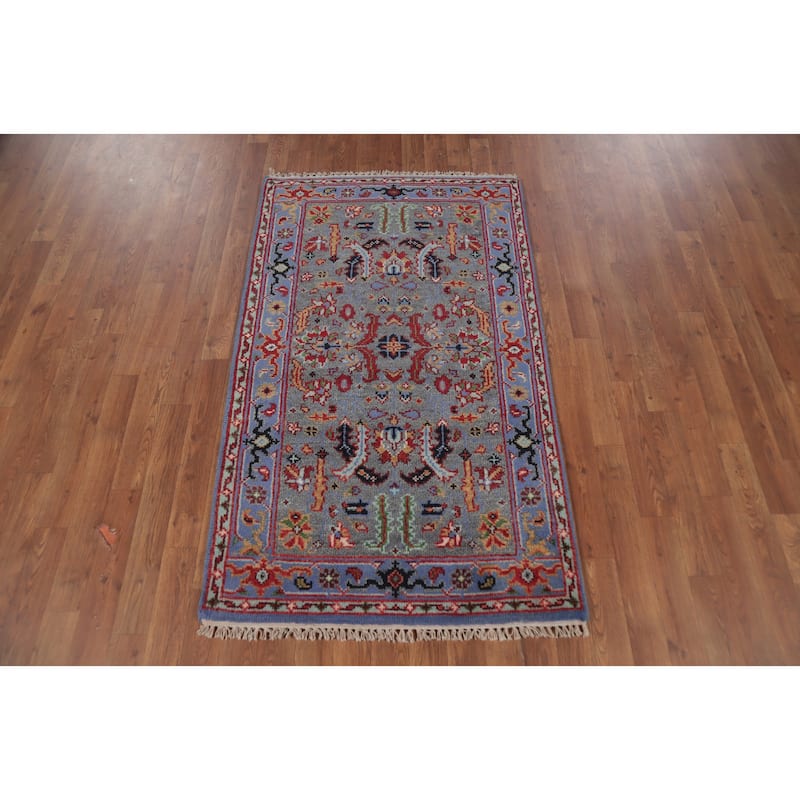 Gray Heriz Serapi Indian Rug Handmade Wool Carpet - 2'11" x 5'0"