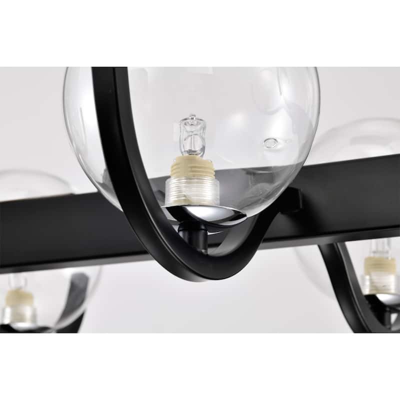 25" Element Matte Black 6-Light Linear Chandelier with Glass Globe Shade