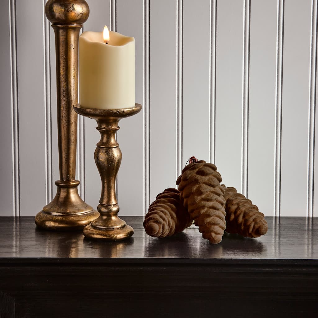 5.5" Shatterproof Plastic Flocked Pinecone Ornament Set of 2