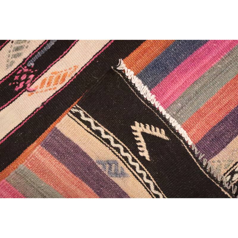 Hand Woven Oriental 100% Wool Carpet Southwestern Tribal Multi-Colored Kilim Area Rug - 8' 8'' X 5' 3''