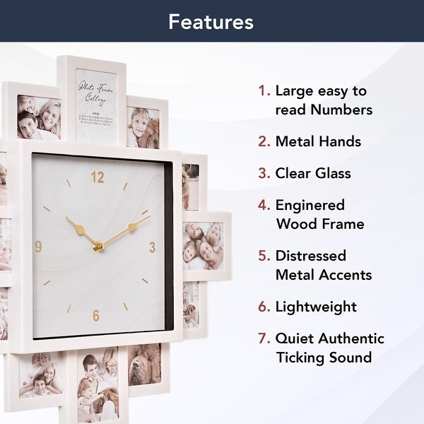 American Art Decor Picture Frame Collage Wall Clock Photo Display