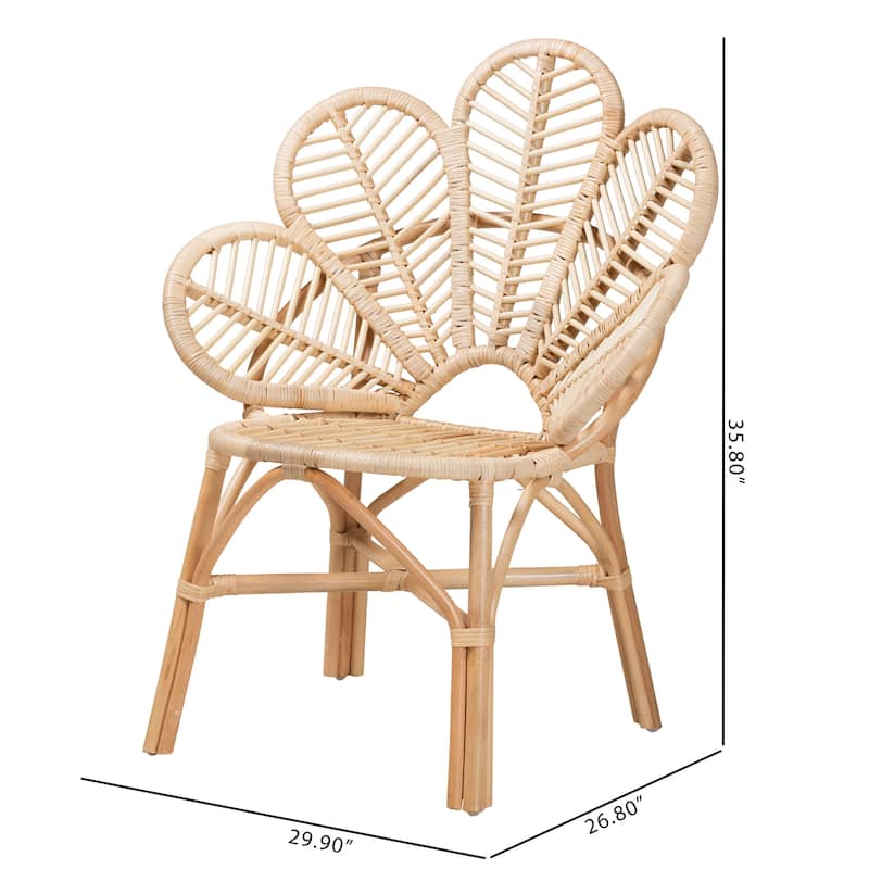 Bianca Modern Bohemian Natural Brown Rattan Flower Chair