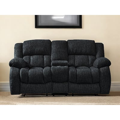 77" Black Manual Reclining Loveseat With Storage