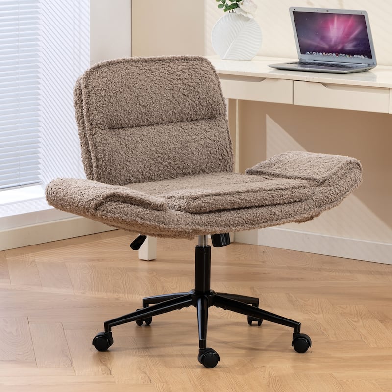 Criss Cross Chair with 5-Gear Adjustable Armrests & Wheels, Ergonomic Thickened Backrest Swivel Desk Chair for Home Office