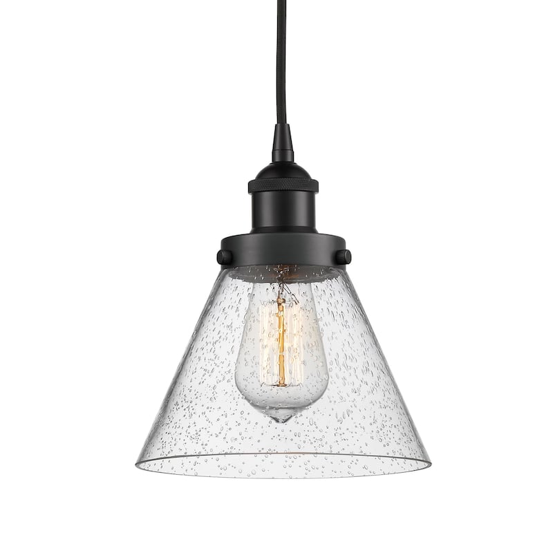 Innovations Lighting 616-1PH-10-8 Cone Pendant Cone 8" Wide Mini - Matte Black / Seedy