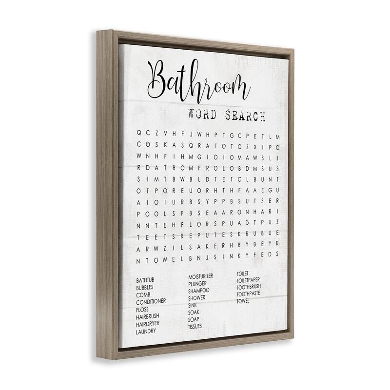 Stupell Bathroom Word Search Fun Family Word Design Floater Frame - Black