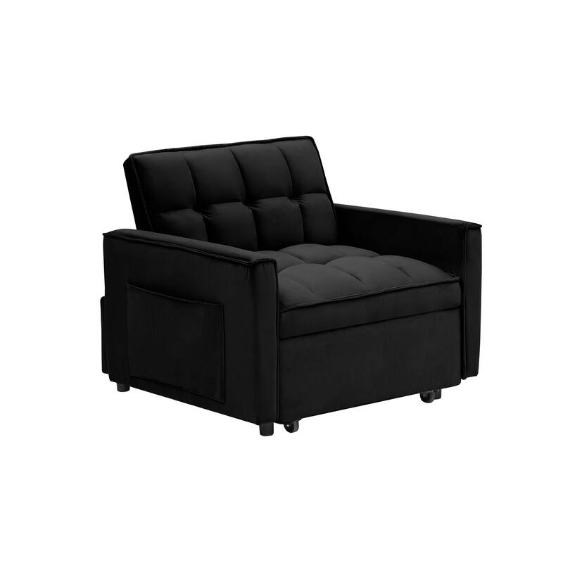 Convertible Sofa Bed with Adjustable Back and Wheel