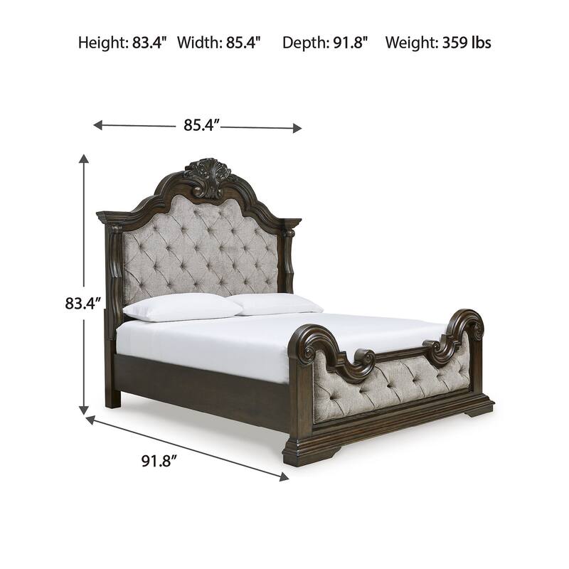 Signature Design by Ashley Maylee Dark Brown/Gray Upholstered Panel Bed